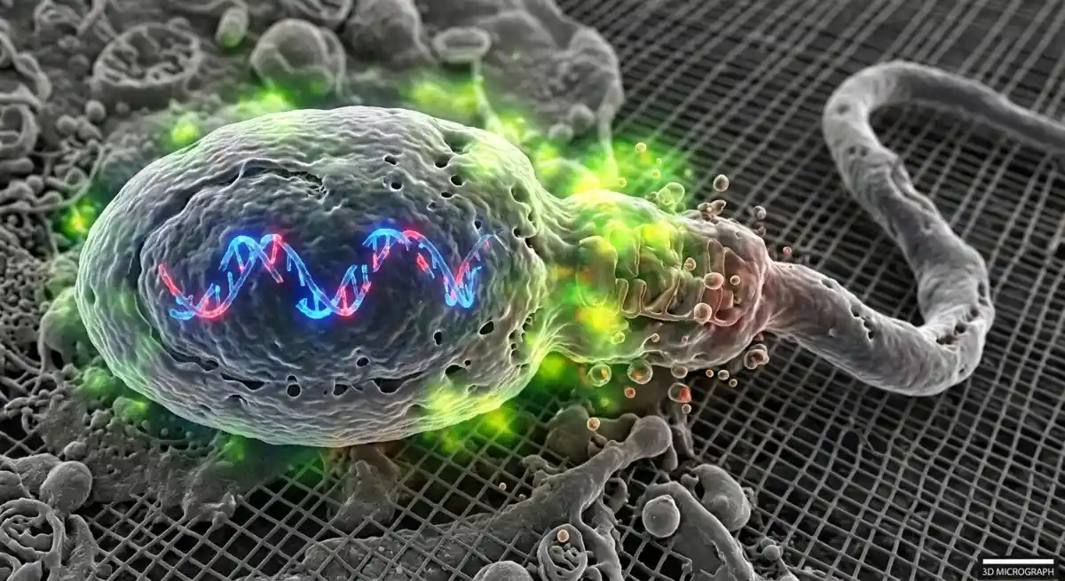 Rappresentazione microscopica della frammentazione del DNA spermatico causata da stress ossidativo