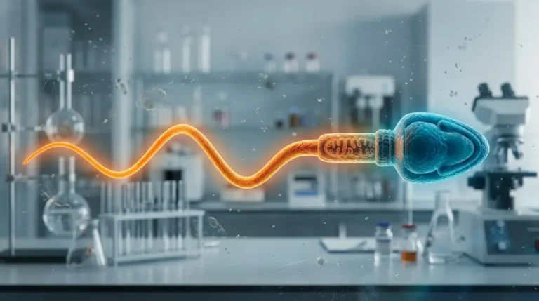 Illustrazione medica dello stress termico e del calore sulla spermatogenesi maschile