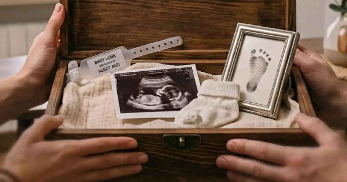 Braccialetto ospedaliero ed ecografia come ricordi tangibili del bambino